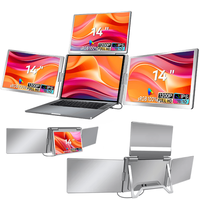 Monitor Extensibil si Portabil pentru laptop, Qova®, 3 Ecrane Full HD 1200P de 14" inch, sRGB 100%, pliabile si rotative - 7