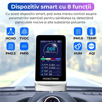 Monitor masurare calitate aer, 8 in 1, Wifi, CO2, TVOC, HCHO, concentratie poluanti PM1.0, PM2.5, Tuya - 2