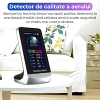Monitor masurare calitate aer, 8 in 1, Wifi, CO2, TVOC, HCHO, concentratie poluanti PM1.0, PM2.5, Tuya - 3
