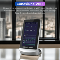 Monitor masurare calitate aer, 8 in 1, Wifi, CO2, TVOC, HCHO, concentratie poluanti PM1.0, PM2.5, Tuya - 8