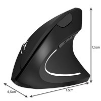 Mouse Wireless Vertical, Ergonomic, Receptor USB Nano, 2.4 GHZ, 6 Butoane, Reglabil 800/1000/1200DPI, Senzor Optic - 3