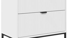 Noptiera alba cu 2 sertare, lemn compozit, 63.5 x 36 x 61 cm