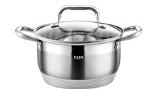 Oala din inox Zass Gourmet ZG-SC01-20 cu capac, Capacitate 3.6 L