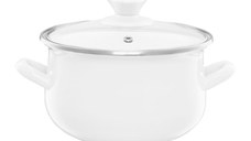 Oala email cu capac 14cm, 1.25L, crem, EMALIA OLKUSZ Pyza