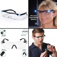 Ochelari cu lupa, zoom vision, led-uri ultra bright, reincarcabili usb, compatible cu ochelari de prescriptie, negru - 2