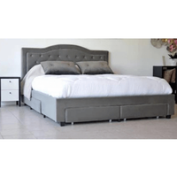 Pat, 160 x 200 cm, Terasino gri cu 4 sertare, tapitat catifea, somiera inclusa - 1