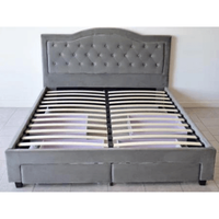 Pat, 160 x 200 cm, Terasino gri cu 4 sertare, tapitat catifea, somiera inclusa - 3