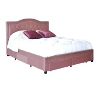 Pat, 160 x 200 cm, Terasino roz cu 4 sertare, tapitat catifea, somiera inclusa - 1