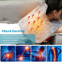 Patura Electrica cu Incalzire, 3 Nivele de Temperatura, Control din Telecomanda, pentru Gat, Umeri, Spate - 12