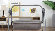 Patut Electric pentru Bebelusi cu Functie de Leganare Automata, 5 Viteze Ajustabile, Temporizator Inteligent 8-60 Min