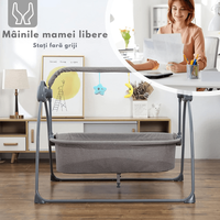 Patut Electric pentru Bebelusi cu Functie de Leganare Automata, 5 Viteze Ajustabile, Temporizator Inteligent 8-60 Min - 9