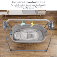 Patut Electric pentru Bebelusi cu Functie de Leganare Automata, 5 Viteze Ajustabile, Temporizator Inteligent 8-60 Min - 6