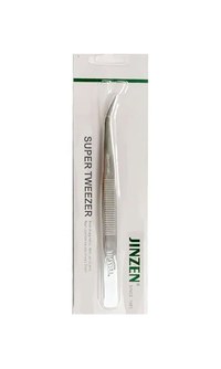 Penseta cu varf curb din otel inoxidabil, antimagnetica, pentru inserat ata, JINZEN, 15cm - 2