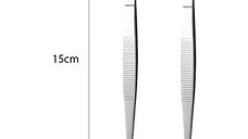 Penseta cu varf curb din otel inoxidabil, antimagnetica, pentru inserat ata, JINZEN, 15cm