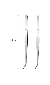 Penseta cu varf curb din otel inoxidabil, antimagnetica, pentru inserat ata, JINZEN, 15cm - 1