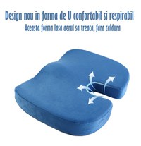 Perna Ortopedica din Spuma cu Memorie Pentru Sezut, Albastru - 4