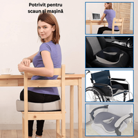 Perna Ortopedica Sezut, Spuma cu Memorie, Birou/Masina, Antialunecare, Coccis, Dureri Lombare, Sciatica, Hemoroizi - 8