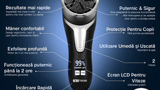 Pila electrica pentru talpi si calcaie IMA Trend, cu Aspirare, IPX 7, Display Digital, 1200 mAh USB, 3 role, 2200 rpm