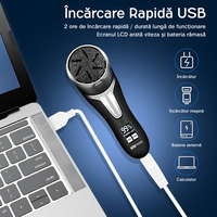 Pila electrica pentru talpi si calcaie IMA Trend, cu Aspirare, IPX 7, Display Digital, 1200 mAh USB, 3 role, 2200 rpm - 5