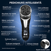 Pila electrica pentru talpi si calcaie IMA Trend, cu Aspirare, IPX 7, Display Digital, 1200 mAh USB, 3 role, 2200 rpm - 1