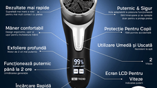 Pila electrica pentru talpi si calcaie IMA Trend, cu Aspirare, IPX 7, Display Digital, 1200 mAh USB, 3 role, 2200 rpm