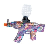 Pistol electric cu bile din hidrogen de gel cu 5000 bile, ochelari de protectie si cablu de incarcare, 28x31 cm, Mov - 2