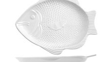 Platou ceramic alb in forma de peste - 37 x 27 x 4.5 cm
