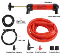 Pompa manuala aer si transfer lichide, cu 2 furtune de 130cm si capte incluse, umflare roti bicicleta, mingi, barci - 4