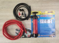 Pompa manuala aer si transfer lichide, cu 2 furtune de 130cm si capte incluse, umflare roti bicicleta, mingi, barci - 10