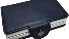 Portofel RFID dublu iUni P3, 16 carduri, Bleumarin