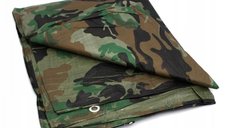 Prelata impermeabila Army Camouflage 10x15m cu inele metalice, 80g/m²