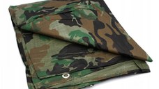 Prelata impermeabila Army Camouflage, 2x3m cu inele de prindere, 80gr/mﾲ