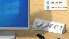 Priza de Colt, Adsinio, 4 Prize Schuko, 2 Porturi USB-A, 1 Port USB-C, 220-240V, 16A, Alb