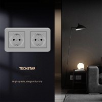Priza Dubla De Perete Incastrata Techstar® TS-PC, 110-250V, 16A, Ignifuga, 80x151mm - 2