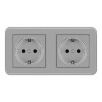 Priza Dubla De Perete Incastrata Techstar® TS-PC, 110-250V, 16A, Ignifuga, 80x151mm - 1