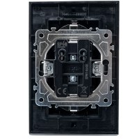 Priza Dubla Negru cu Rama din Sticla - 2