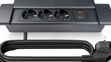 Priza incorporabila in blat ATOMKIT®, Ideala pentru Birou, Bucatarie, Mobila, 3 prize Shucko, 1 Port USB-A si Port USB-C