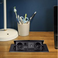 Priza Incorporabila in mobilier, ATOMKIT, 2 Prize Schuko, USB-A+C ,Intrare HDMI, Intrare retea, Cablu 1.8m, Negru - 8