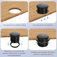 Priza Incorporabila Wireless, Adsinio, 1 Schuko, 1 USB-C, 2 USB-A, 1 Wireless, Negru - 2