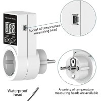 Priza Programabila Techstar® , Digital Timer, 240V, 10A, Timp/Temperatura, Termostat, Senzor Temperatura, Pentru sera - 2