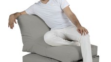 Puf de gradina, Hanah Home, poliester impermeabil, fume, 60x117x50 cm