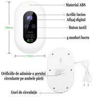 Purificator de aer cu ozon, GlowforHome, 5W,130mg/h,30 mp, 4 moduri functionare, LCD, alimentare 220V, alb - 5