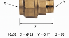 Racord compresie alama Remer Rubinetterie Minutery 490RM2063, filet exterior, 2