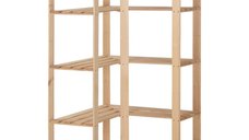 Raft de colt cu 5 niveluri din lemn masiv de pin, 82,5 x 82,5 x 170 cm