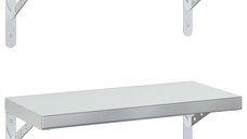 Rafturi de perete argintii din otel inoxidabil, set de 2 buc., 50x23,5 cm