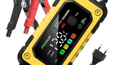 Redresor Auto Digital FOXSUR 12V 7A cu Ecran LED, Incarcare Baterii Auto si Moto 4Ah-140Ah, Functie de Reparatie prin