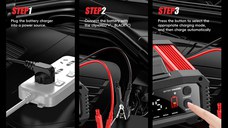 Redresor Incarcator Inteligent Baterii Auto Foxsur® FPT-250, compatibil AGM, GEL, EFB, LifFePO4, 25A, 12V/24V potrivit