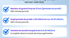 Reportofon inteligent AI 64 GB, ChatGPT, 100 de limbi, inregistrare 1000 ore, autonomie 8 ore, aplicatie, magnetic