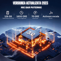 Reportofon magnetic cu microfon ascuns, activare vocala, MP3 Player, 128GB, negru - ZH007 - 5