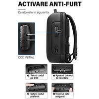 Rucsac elegant impermeabil multifunctional Dasbo®, pentru laptop sau calatorii,rezistent la uzura cu protectie, Antifurt - 8